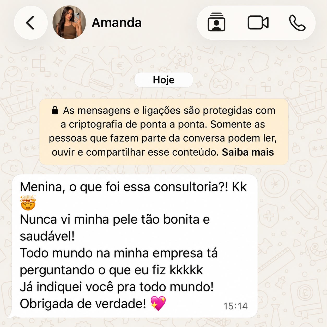 Feedback de cliente no WhatsApp sobre o Método P.O.R.E.